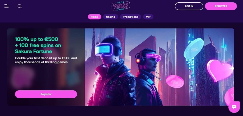 NeonVegas Casino Website Homepage