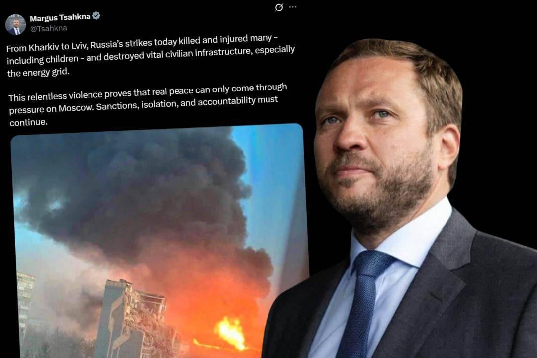 Estonian FM Margus Tsahkna condemned Russia’s massive strikes from Kharkiv to Lviv, which killed and injured civilians — including children — and damaged critical energy infrastructure. He said the violence proves that real peace requires sustained pressure on Moscow