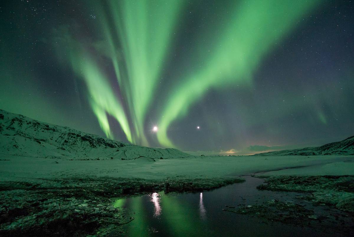 Photography of aurora borealis in Iceland