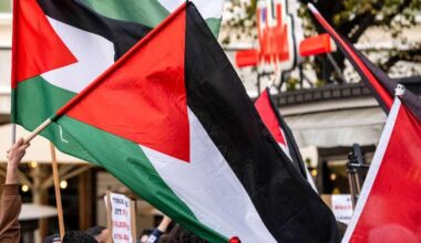 Bild på Hamas i annons för Palestinademonstration