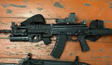 Ukrainian soldier took a photo of a captured Russian AK-12 Obr. 2023 assault rifle, it was produced in 2024, it’s equipped with an 1P87 optical sight and a GP-25 grenade launcher.