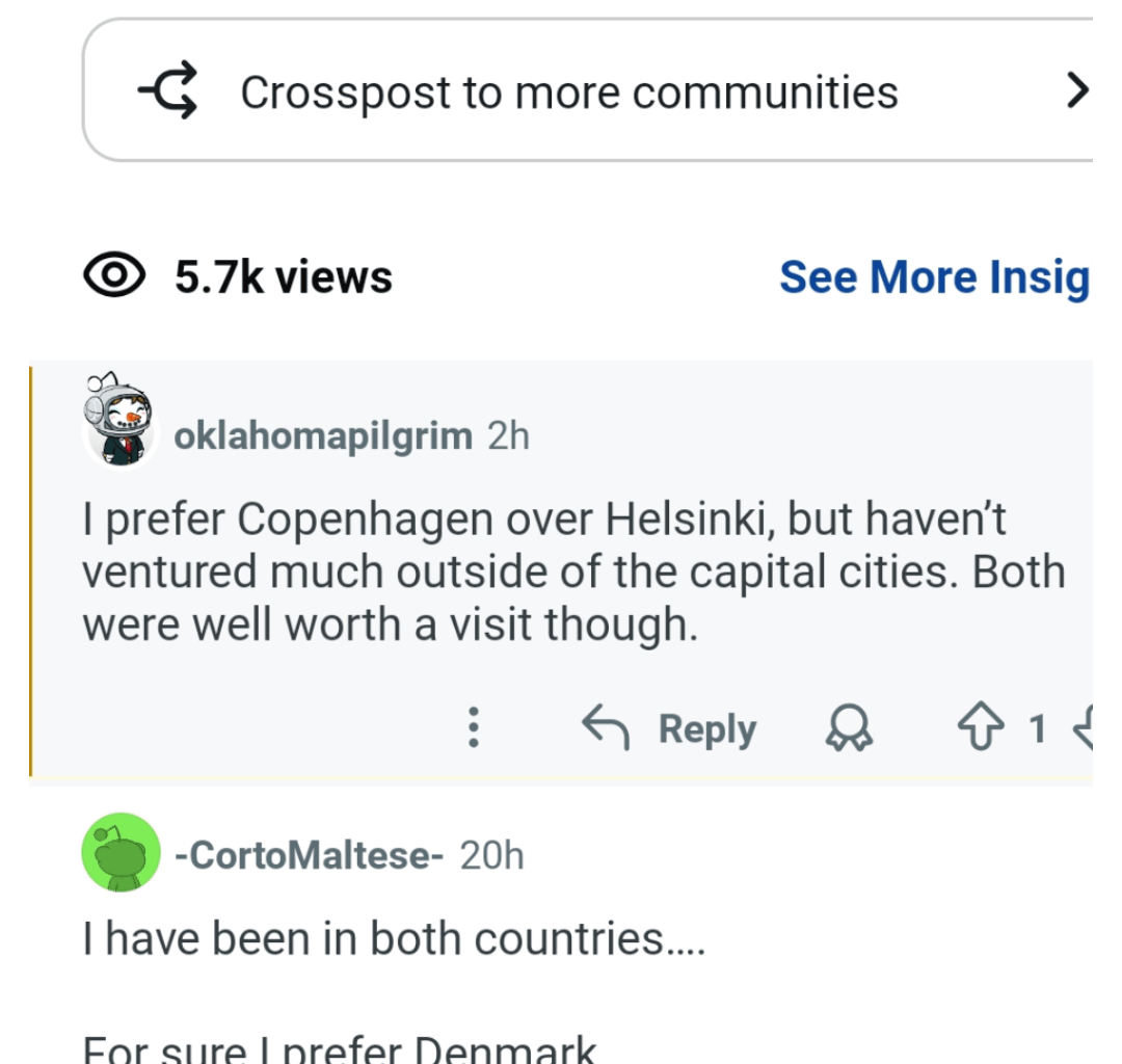 Hello. I need to redo this post..I made a post earlier asking if people preferred Denmark or Finland and why, but people weren't telling me why. Do you prefer Denmark or Finland? Why?
