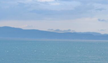 Albania seen from the North Macedonian part of Lake Ohrid during our boat tour