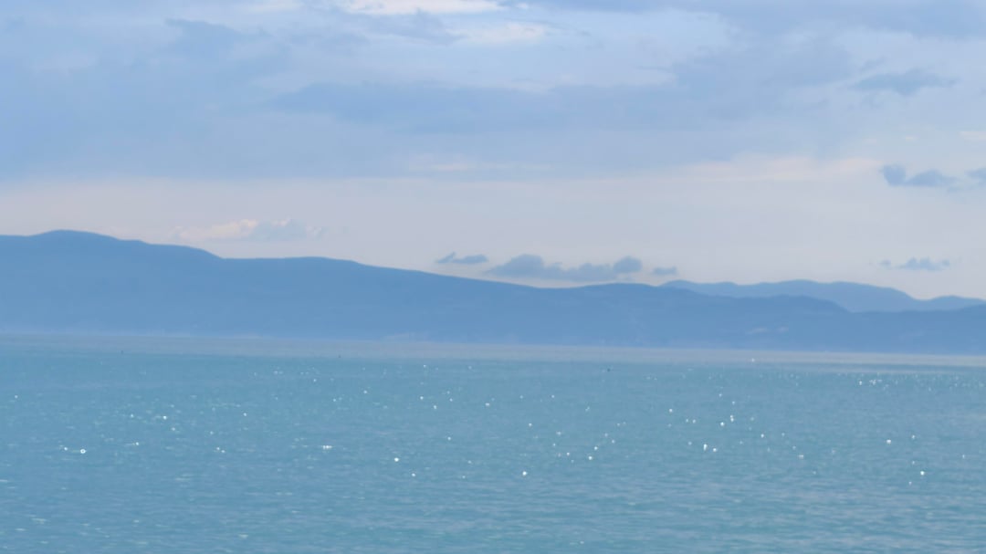 Albania seen from the North Macedonian part of Lake Ohrid during our boat tour