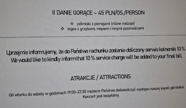 W Polsce już są obowiązkowe napiwki? (Kraków, knajpa góralska)