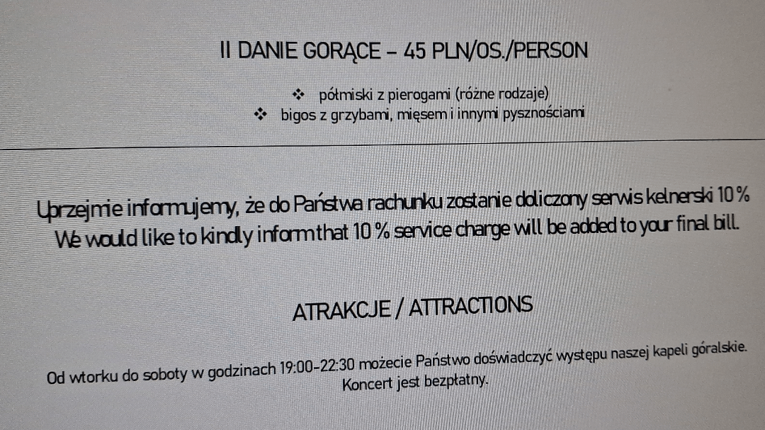 W Polsce już są obowiązkowe napiwki? (Kraków, knajpa góralska)