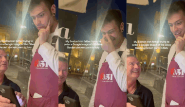 man talking to a waiter