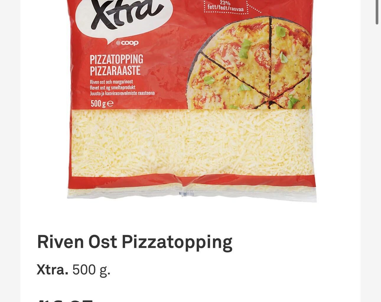Varning för Coops Xtra Pizzaost