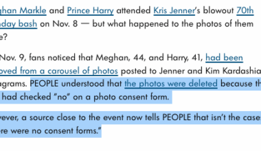 People Magazine backtracks on claim that Harry and Meghan checked 'no' on a photography consent form at Kris Jenner's birthday party, now says 'there were no consent forms'