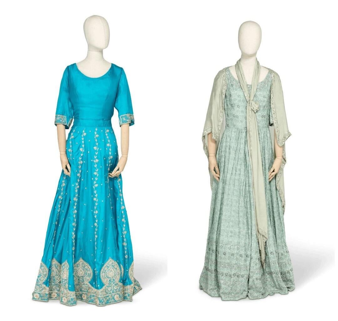Gowns made for Lady Glenconner, maid of honour at Queen Elizabeth II's coronation and who also served as a lady in waiting to Princess Margaret, up for auction at Bonham's tomorrow starting at £500