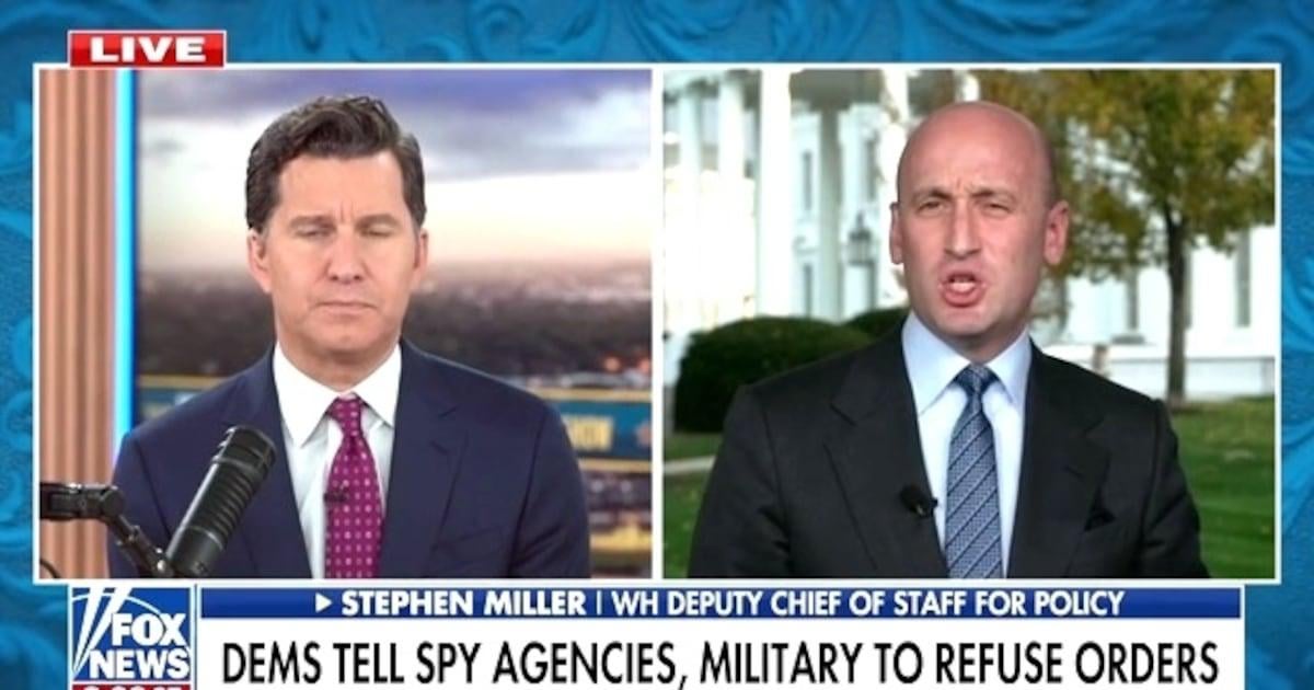 Stephen Miller Melts Down at Dems Telling Troops to Refuse Illegal Orders