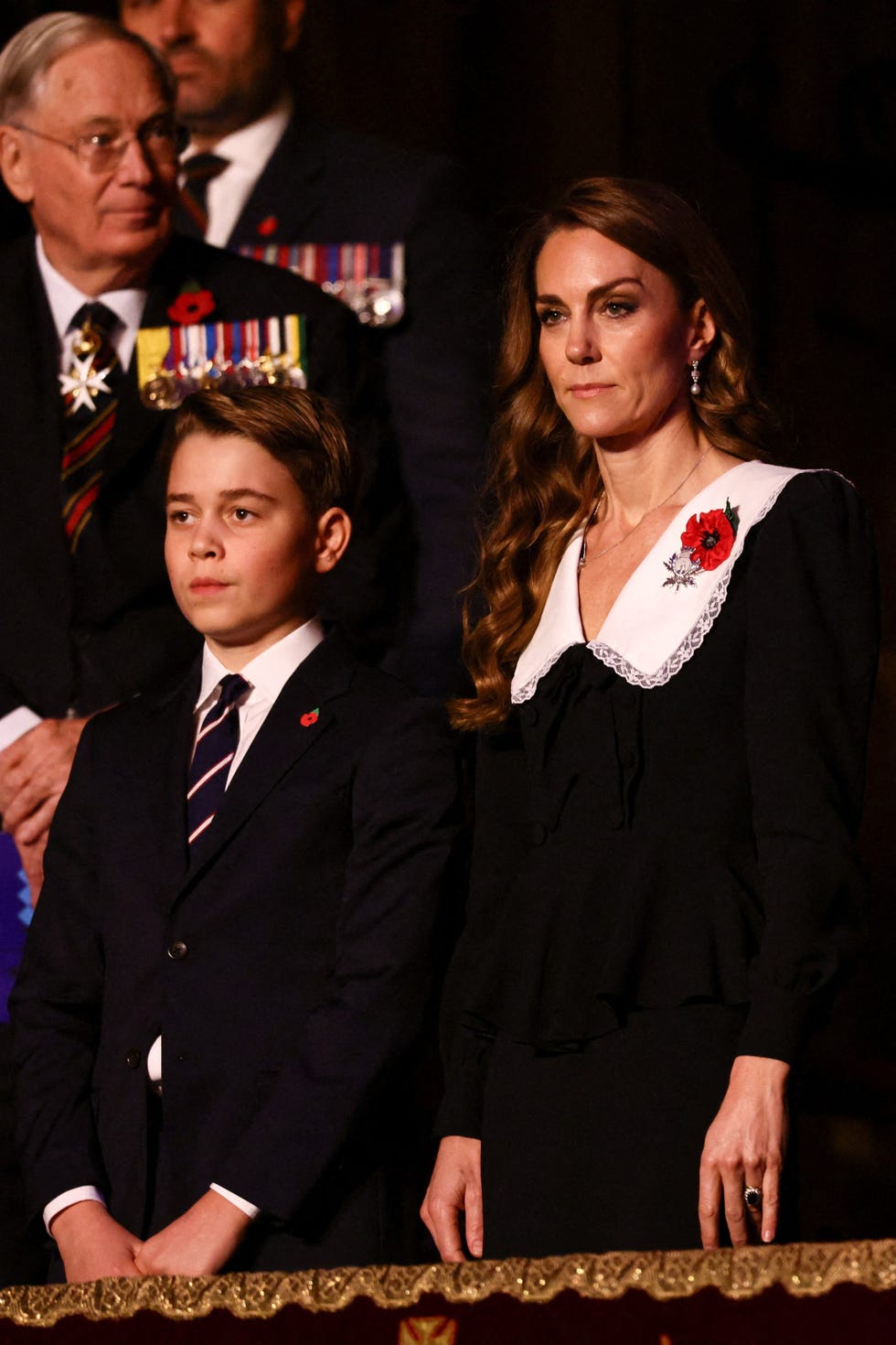 (l r) britain's prince george of wales and britain's catherine, princess of wales attend the royal british legion festival of remembrance event at the royal albert hall, in london, on november 8, 2025 ahead of remembrance day commemorations. (photo by jack taylor / pool / afp)