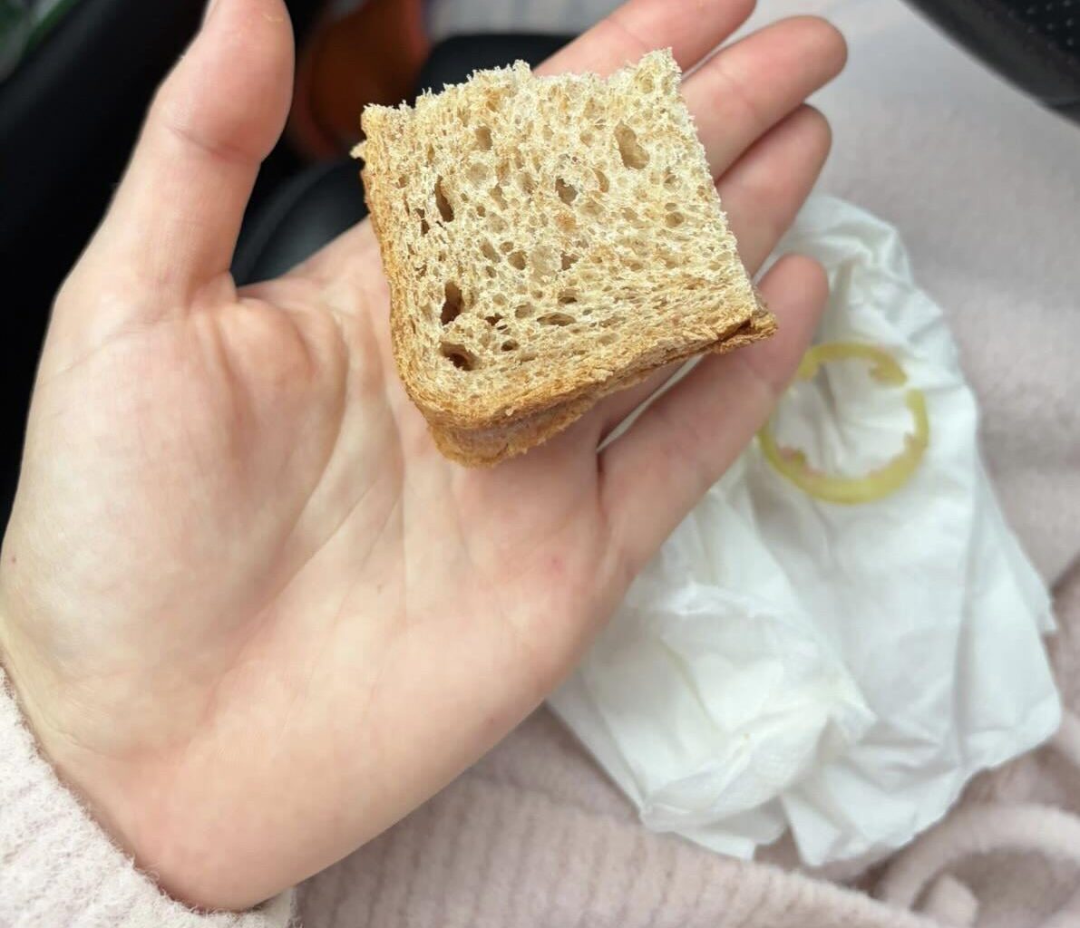 Fine dining óvoda edition. Ezt kapja ma egy óvodás uzsonnára Magyarországon. Fél szelet száraz toast kenyér,egy szerencsétlen zöldpaprika gerezdkével.