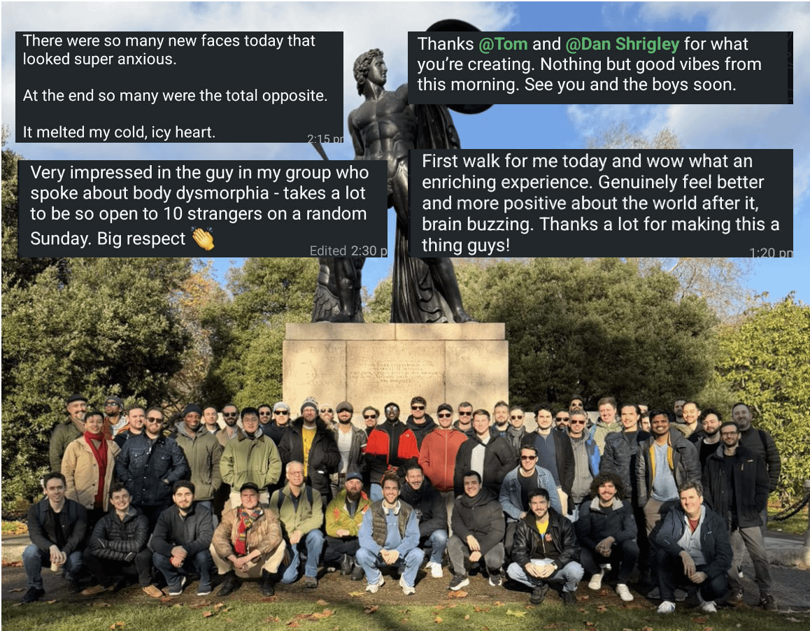 Shoulder to Shoulder men's community - walk, coffee and share in Hyde Park.