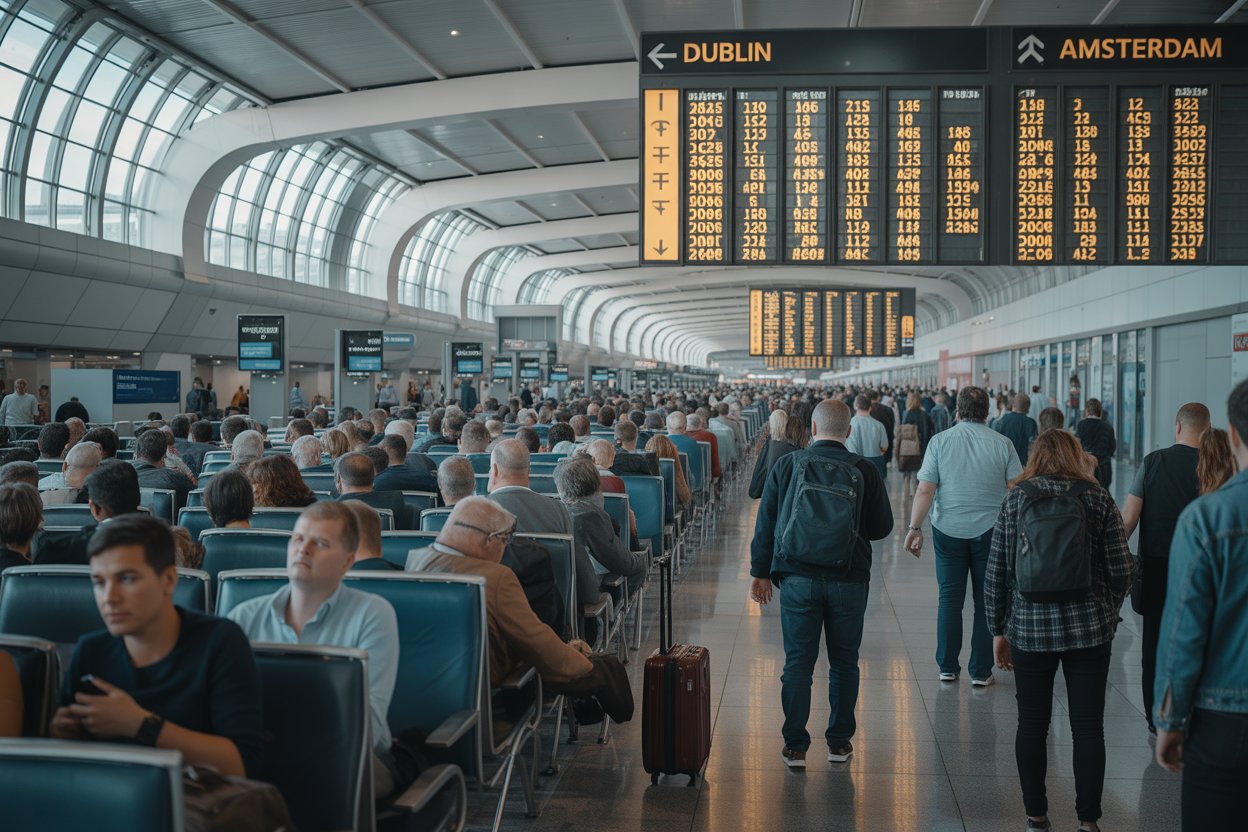 Thousands of passengers isolated across europe as ryanair, vueling, air france, klm, british, and others face 199 flight cancellations and 4217 delays across ireland, spain, france, netherlands, uk, including dublin, madrid, paris, amsterdam, manchester, and beyond