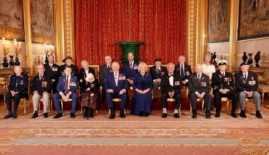 This evening,King Charles & Queen Camilla, accompanied by TRH The Prince of Wales, The Duke of Edinburgh & The Duchess of Gloucester, hosted a reception for Veterans at Windsor Castle.