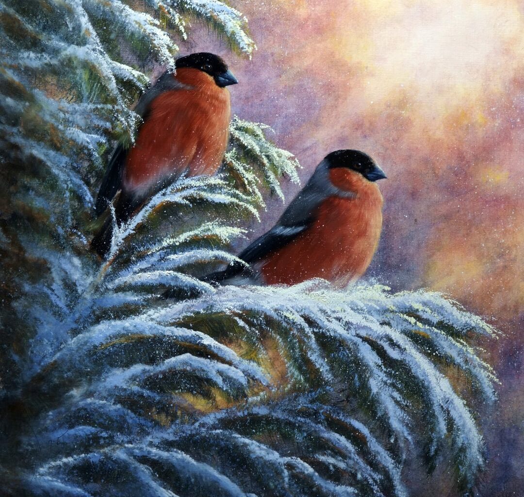 Passade på att måla två domherrar i vinterskrud lagom till första advent. Önskar er alla en trevlig advent.