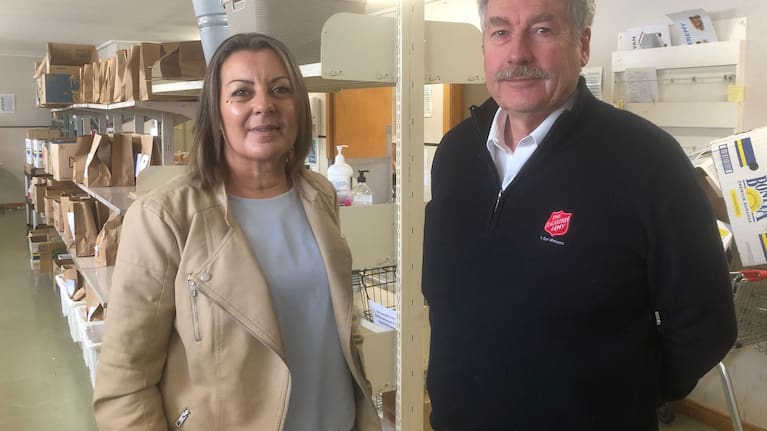 Salvation Army Invercargill community ministries manager Cathy Strong and major Murray Sanson at the organisation's food bank.