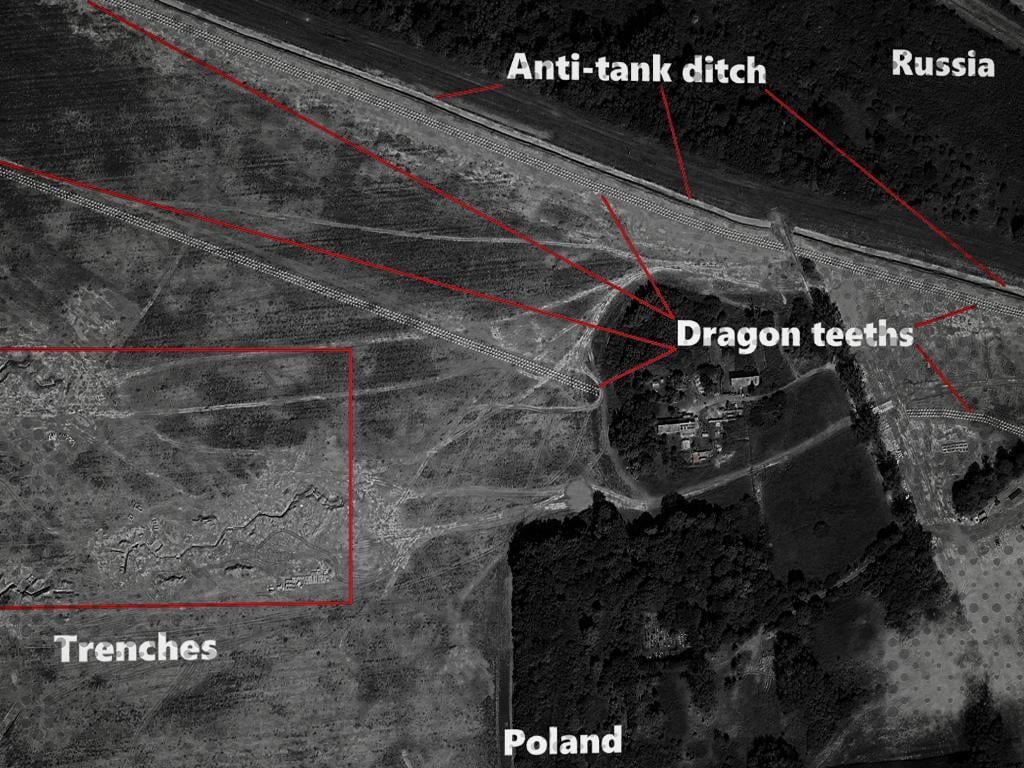 Poland is building a 20 km section of its "Eastern Shield" fortifications on the 210 km Kaliningrad border. This is part of a larger 700–800 km defense project against Russian threats, combining deep anti-tank ditches, obstacles, and modern concealed positions, adapting lessons from Ukraine's war