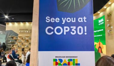 Brazilian government banner inviting people to participate in the 30th United Nations Climate Conference held in Belém