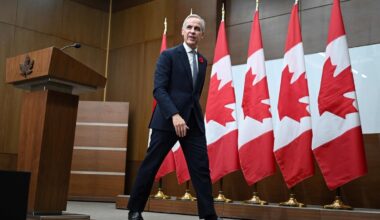 Canada's Prime Minister Mark Carney leaves after attending a press conference after the 2025 Asia-Pacific Economic Cooperation (APEC) Economic Leaders' Meeting in Gyeongju on November 1, 2025. (Photo by JUNG Yeon-je / AFP)