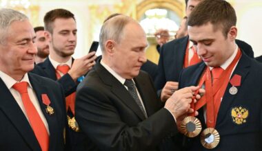 Vladimir Putin with Russian medallists of the Paris 2024 Summer Paralympics. File pic: Reuters