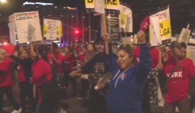 Airline catering workers stage protest near LAX
