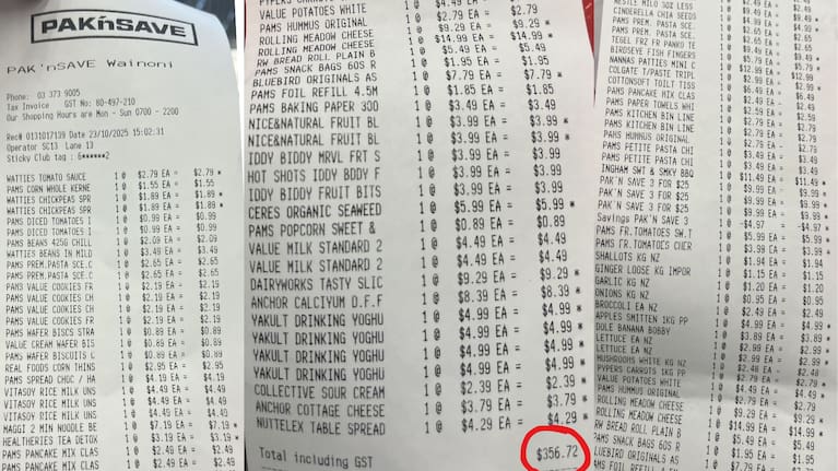 Sophie Mills' monthly grocery receipts.
