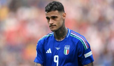 BERLIN, GERMANY - JUNE 29: Gianluca Scamacca of Italy during the UEFA EURO 2024 round of 16 match between Switzerland and Italy at Olympiastadion on June 29, 2024 in Berlin, Germany. (Photo by Justin Setterfield/Getty Images)