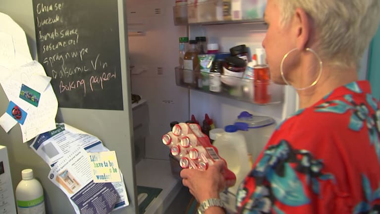 Take a peek inside Sophie's fridge, complete with shopping list on the chalkboard.