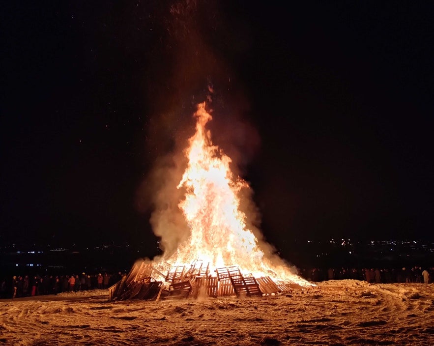 Huge bonfire in Reykjavik on Threttandinn, January 6th, marking the end of Christmas.