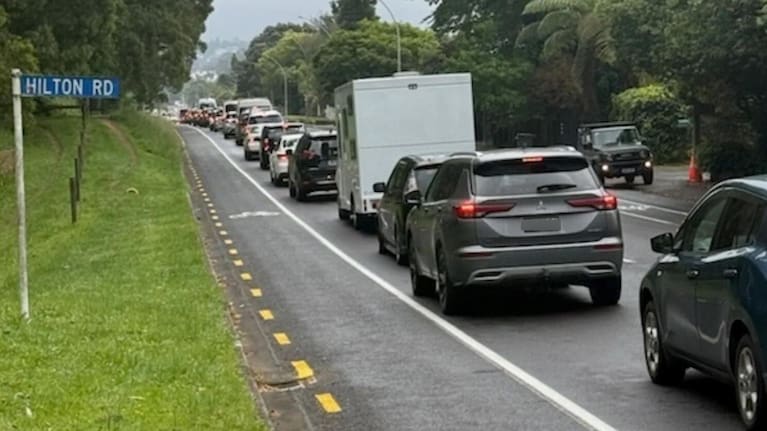 Traffic built up in Rotorua's eastern suburbs on Monday morning.