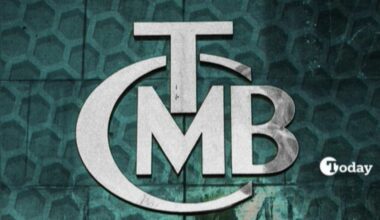 Photo illustration shows the logo of the Central Bank of the Republic of Türkiye (CBRT). (Collage by Türkiye Today)