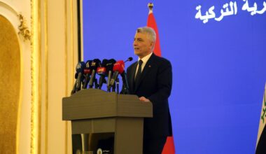 The 2nd Türkiye-Iraq JETCO Meeting was held in Baghdad to boost trade and economic ties, followed by a speech from Trade Minister Omer Bolat, Baghdad, Iraq, on Oct. 30, 2025. (AA Photo)