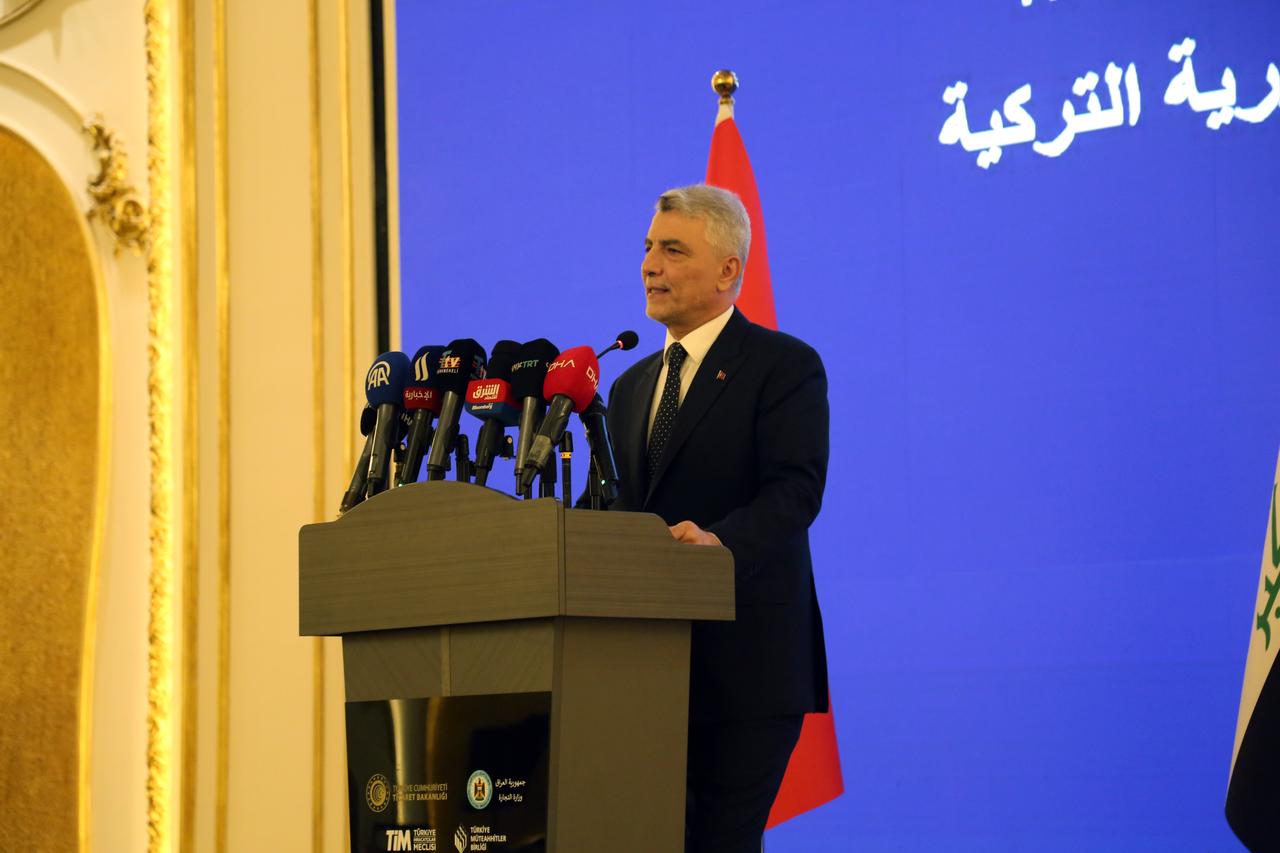 The 2nd Türkiye-Iraq JETCO Meeting was held in Baghdad to boost trade and economic ties, followed by a speech from Trade Minister Omer Bolat, Baghdad, Iraq, on Oct. 30, 2025. (AA Photo)