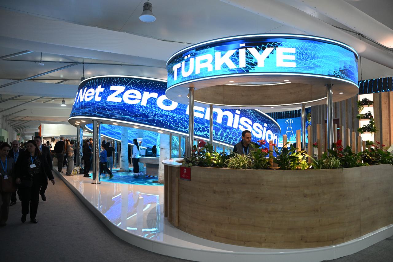 Visitors visit the “Zero Waste” themed country pavilion of the Turkish Directorate of Communications as part of the 29th Conference of the Parties (COP29) to the UN Framework Convention on Climate Change (UNFCCC) in Baku, Azerbaijan on Nov. 12, 2024. (AA Photo)