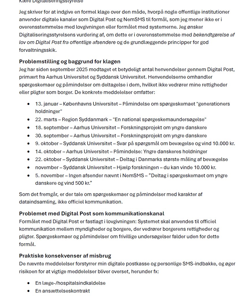 Er officielt blevet en sur gammel mand - har klaget over Digital Post fra AU og SDU