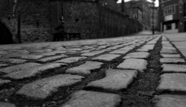 The cobbled street of Castle Road, adjacent to Nottingham Castle.