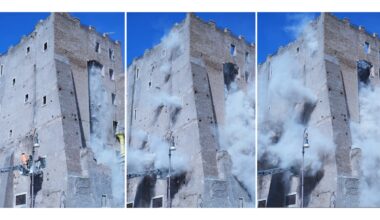 Rome medieval tower partially collapses during renovations