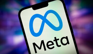 Meta Platforms logo displayed on a phone.