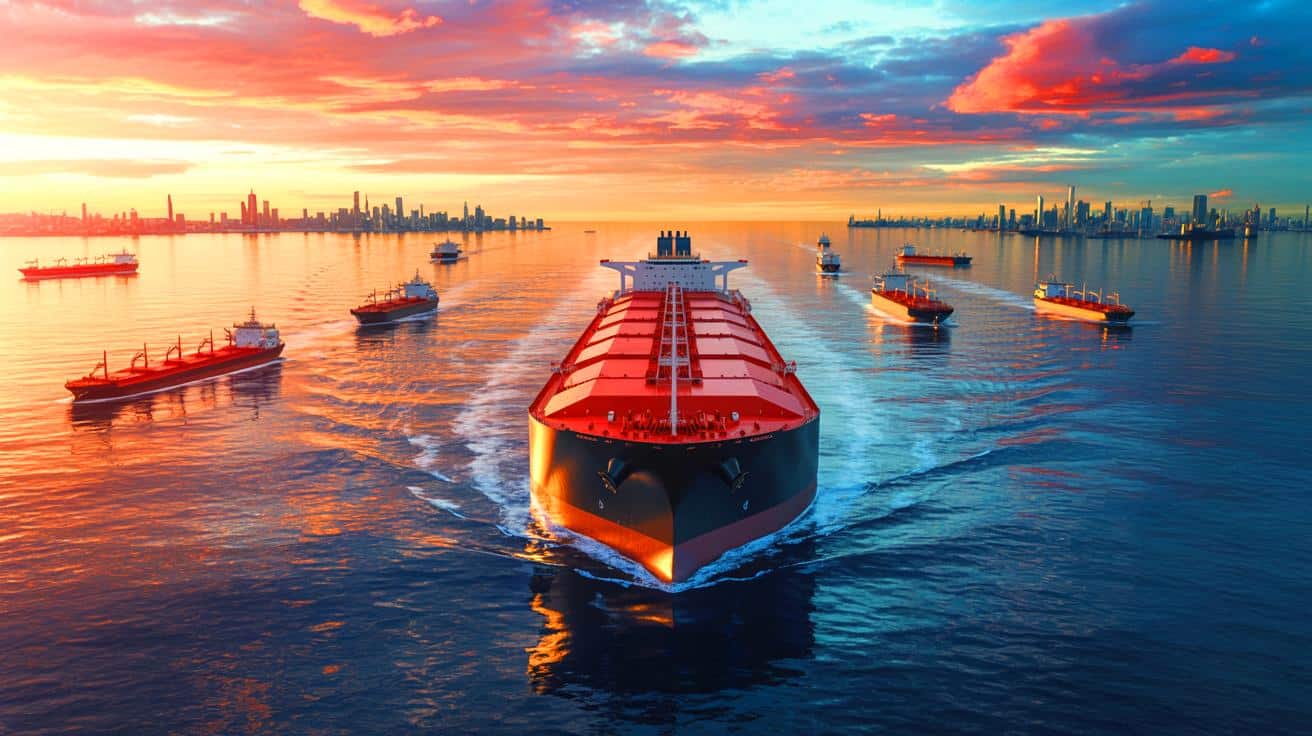 Illustration of U.S. LNG exports navigating global market challenges and expanding into Asian regions amidst rising competition.