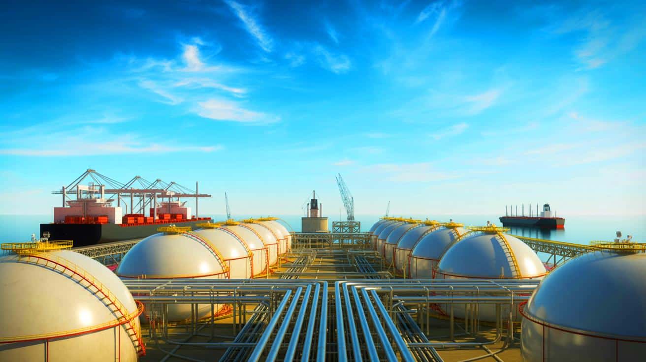 Illustration of U.S. natural gas futures rising due to record LNG exports and colder weather forecasts.