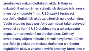 ČNB nakoupila BTC