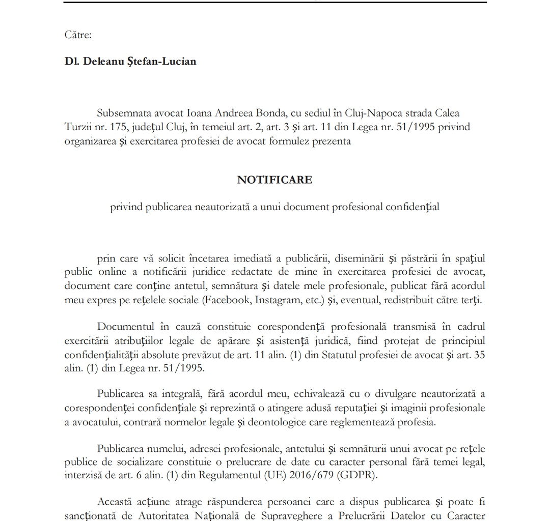 Saga Continua - Doamna avocat care reprezinta clinica care "Nu te judeca, te injecteaza", considera ca nu aveam voie sa public notificarea ei pe Reddit, ca incalc GDPR!
