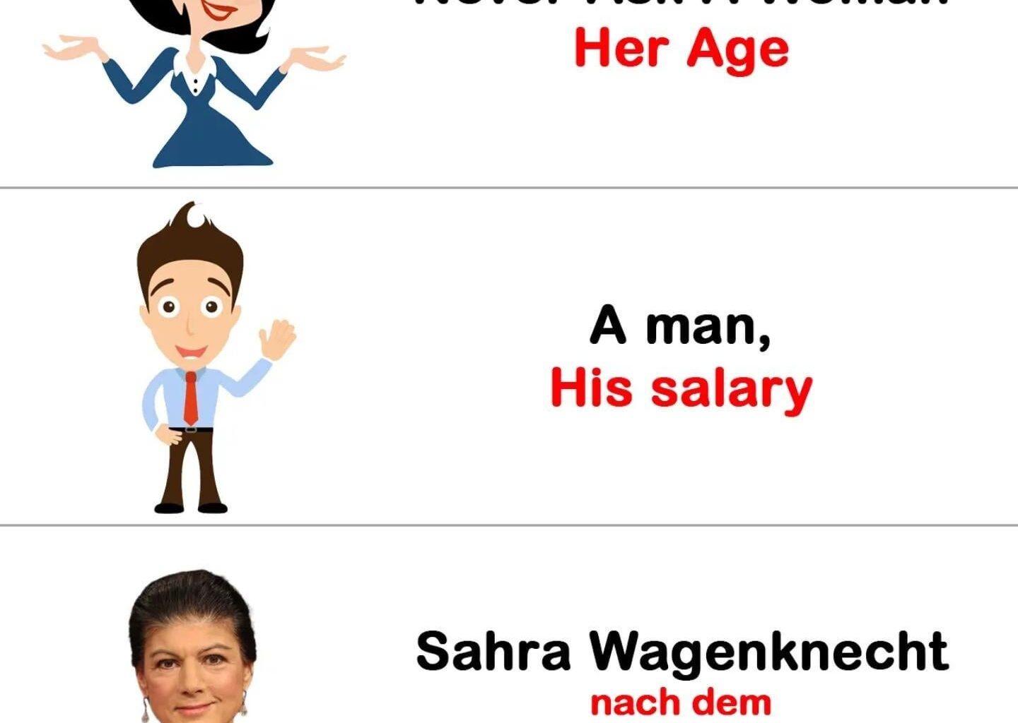 Frag niemals eine Frau nach ihrem Alter, einen Mann nach seinem Gehalt, oder Wagenknecht, wie die Ukrainer ohne Waffen verhandeln sollen