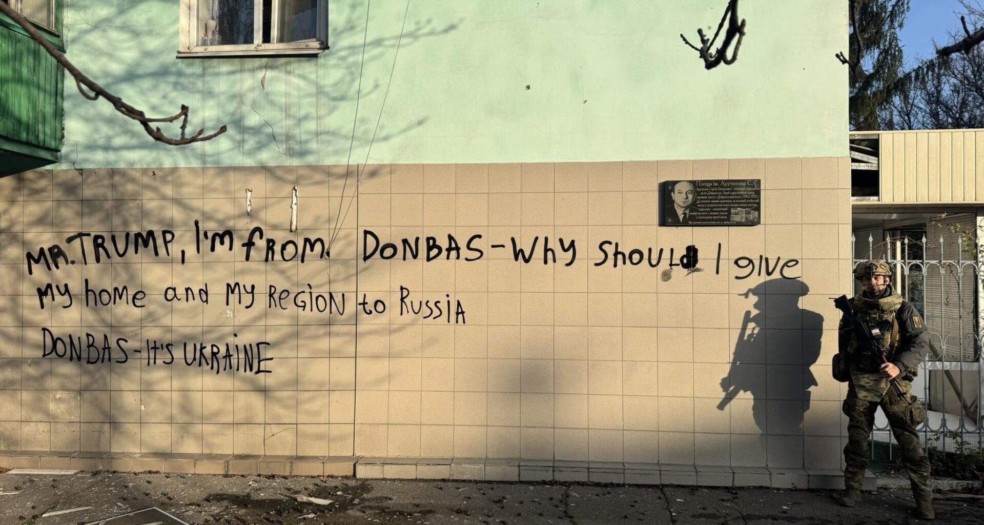 Ukrainian soldier asking Trump why they should give up their home