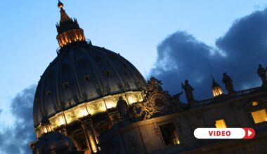 St. Peter's Basilica at dusk.