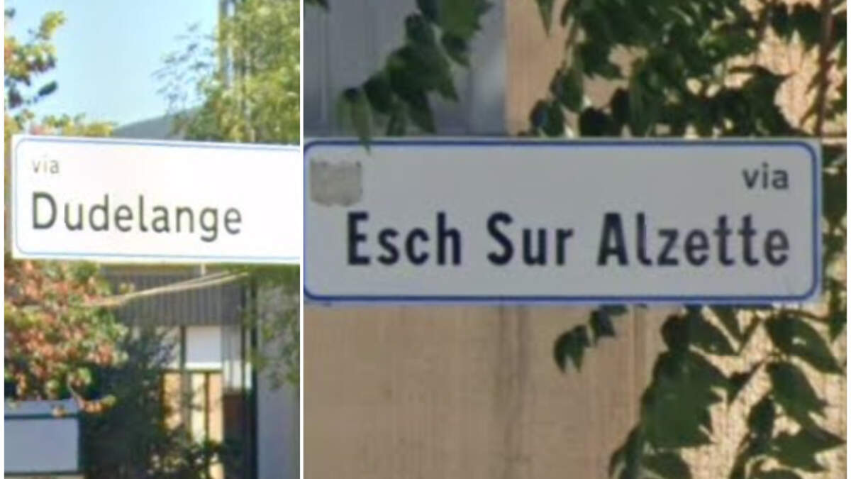 “Via Dudelange" and "Via Esch-sur-Alzette" are two streets in the Italian town of Gualdo Tadino.
