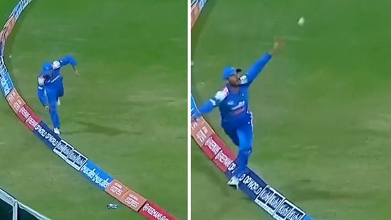 Nehal Wadhera and Naman Dhir were involved in an extremely controversial boundary catch between India A and Pakistan A.(Screengrab)
