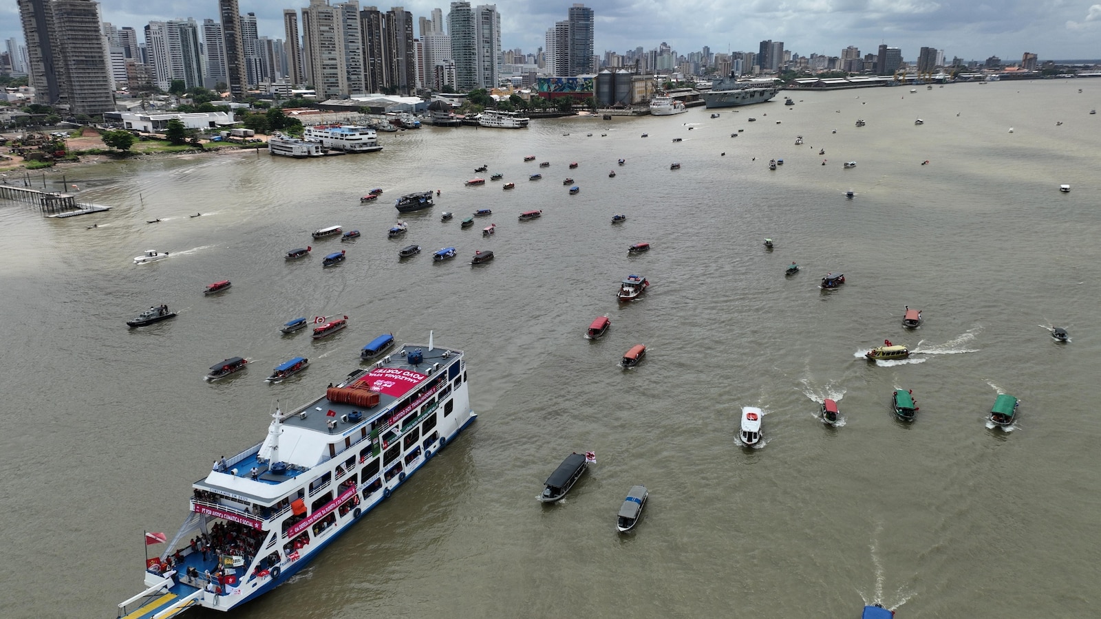 A flotilla kicks off the People's Summit for activists at UN climate talks